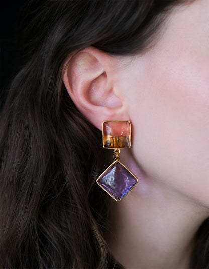 BOUCLES D'OREILLES PAVÉ LOSANGE