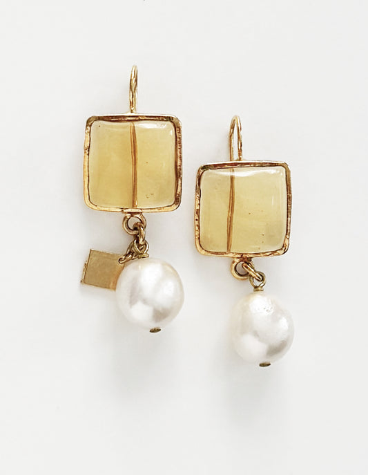 BOUCLES D'OREILLES PAVÉ & PERLES