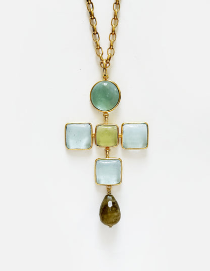 PENDENTIF CROIX ROCAILLES BAROQUE