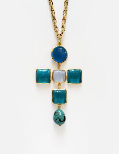 PENDENTIF CROIX ROCAILLES BAROQUE