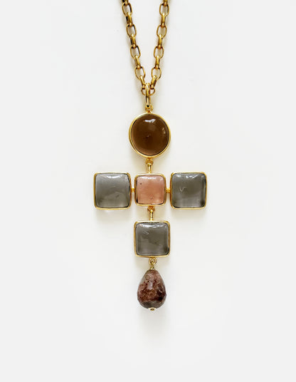 PENDENTIF CROIX ROCAILLES BAROQUE