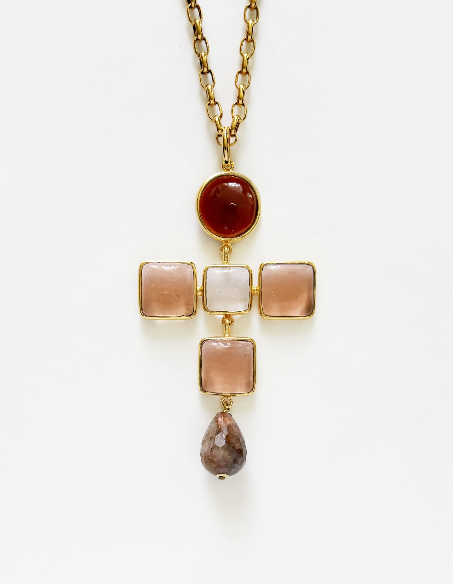 PENDENTIF CROIX ROCAILLES BAROQUE