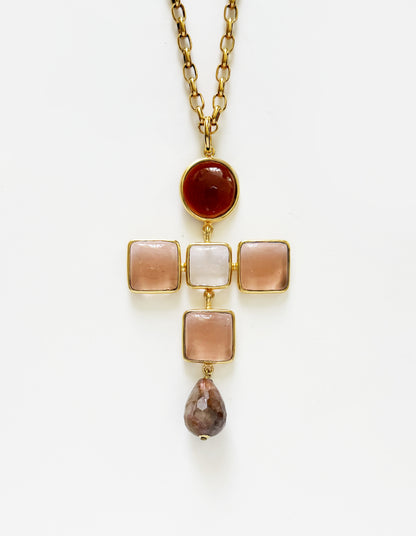 PENDENTIF CROIX ROCAILLES BAROQUE