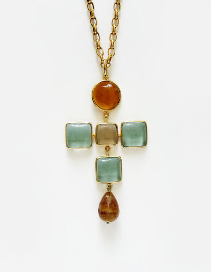 PENDENTIF CROIX ROCAILLES BAROQUE