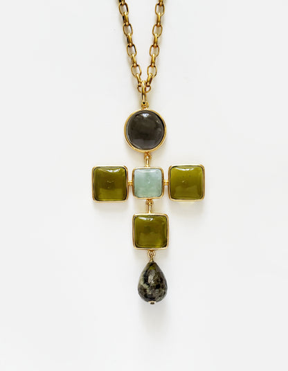 PENDENTIF CROIX ROCAILLES BAROQUE