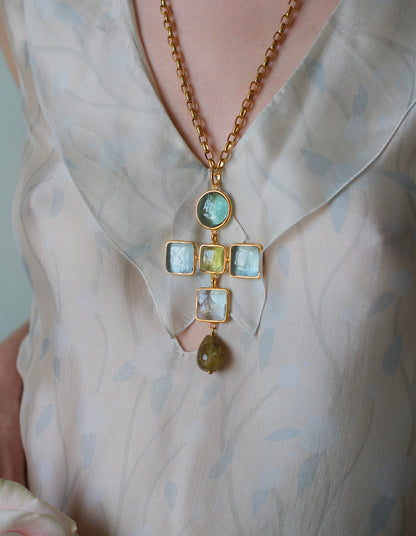 PENDENTIF CROIX ROCAILLES BAROQUE